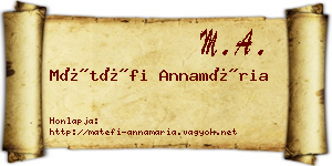 Mátéfi Annamária névjegykártya